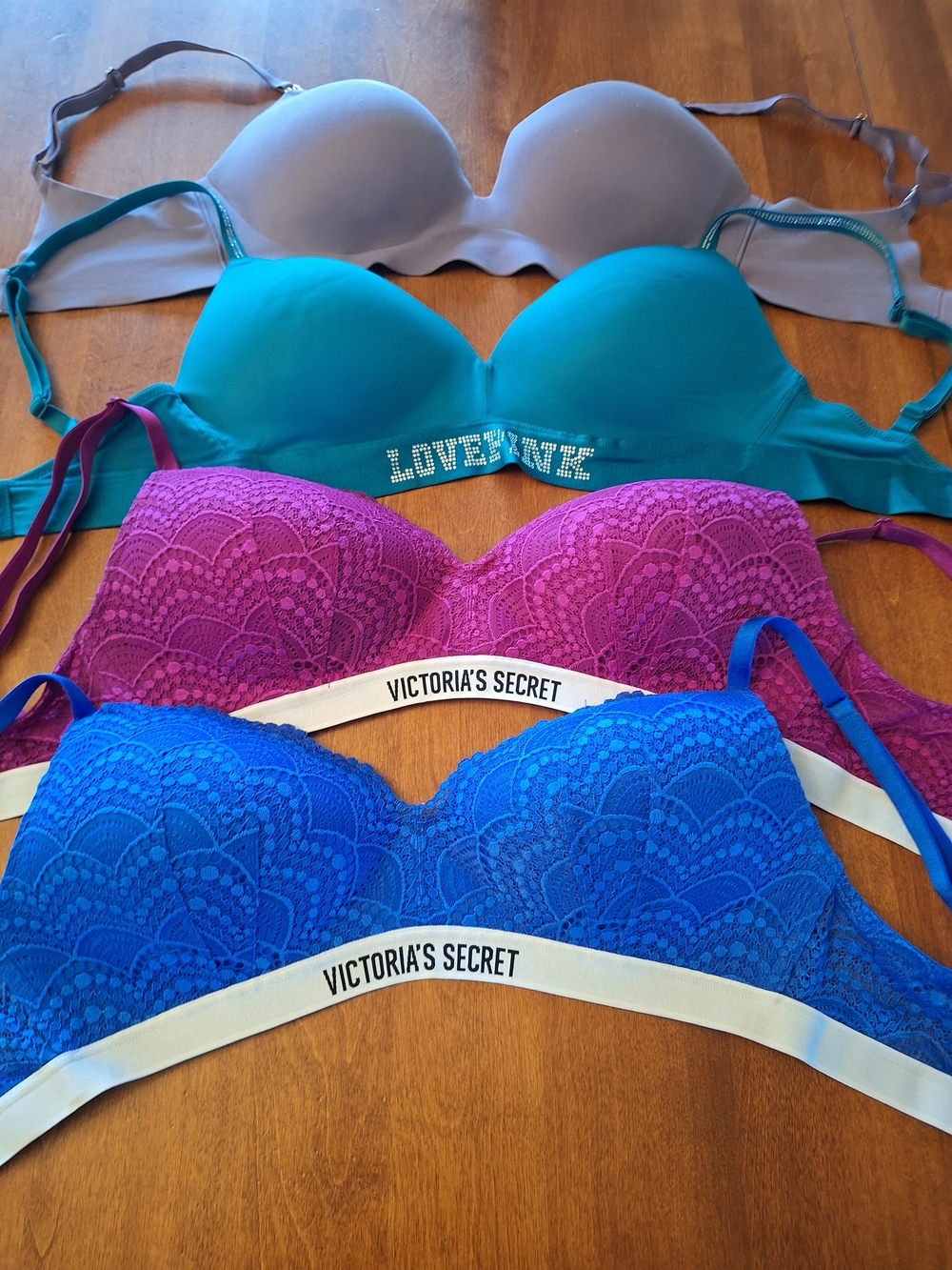 Victoria's Secret Lace & Smooth Strapless Bras - Teal, Fuchsia, Blue, Gray